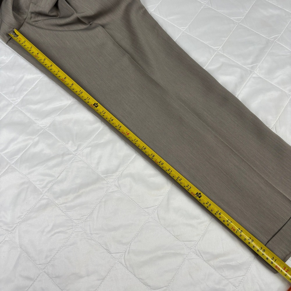 Perry Ellis Portfolio Mens 36x32 Taupe Brown Pleated Cuffed Dress Pants - Picture 11 of 12